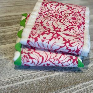 Handmade Pink Floral Burp Cloth/Changing Pad set of 2
